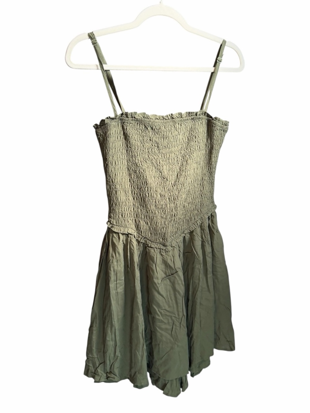 Smocked Olive Green Sundress with Adjustable Straps